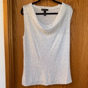 INC Sparkle White & SilverSequin Blouse